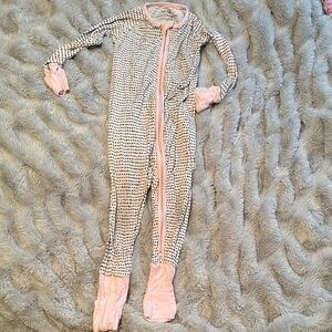 Little Sleepies Pink and Black Dotted Footie